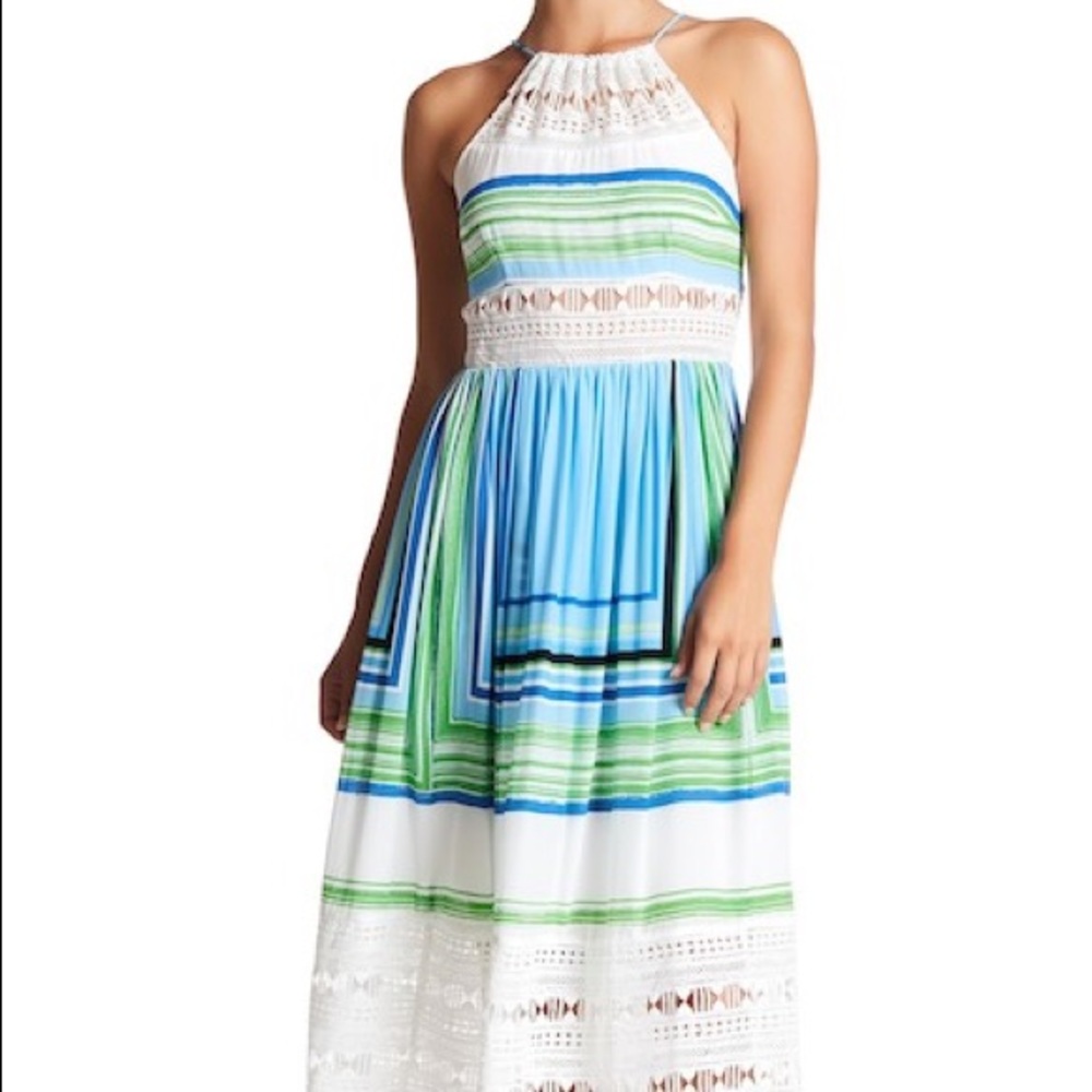 Tracy Reese Striped Silk Midi Dress